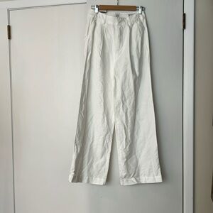 NWT- GAP Pleated Linen Pants White - Wide Leg High Rise - Size 2